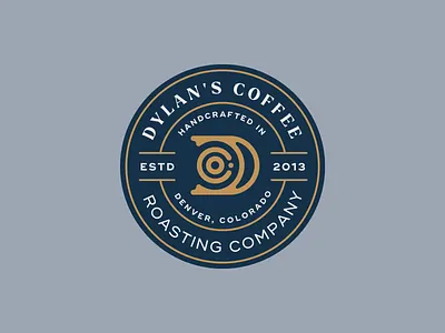 Dylan's Coffee badge blue branding coffee dailylogochallenge gold logo packaging typography