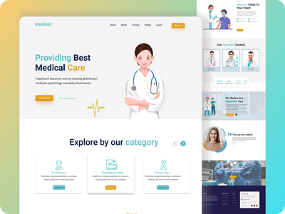 Medical Landing page best design branding clean colorful covid19 doctor healthcare hospital illustraion landingpage medic medical minimal uiux usatoday webdesign