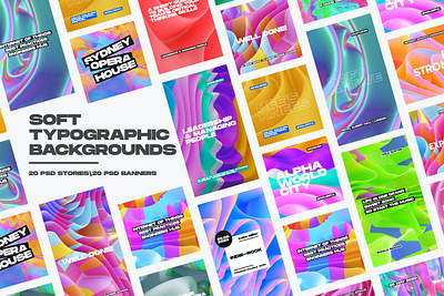 Colorful Abstract Instagram Templates aesthetic blog blogger branding color colorful design gradient gradients holographic holography instagram banner instagram post instagram story template modern post posts social media pack stories story