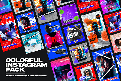 Colorful Instagram Templates blog blogger branding color colorful design instagram banner instagram post instagram story template light modern neon post posts social media social media pack social media template stories story template