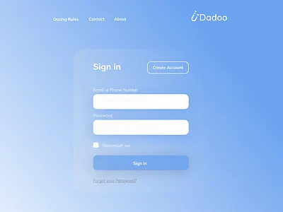 Dadoo Dating Application dating app landing page sign in ui