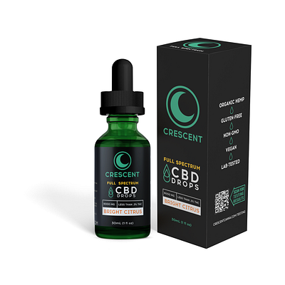 Crescent Canna Full Spectrum cbd cbd label design cbd oil cbd packaging design dropper label design label packaging package design packaging