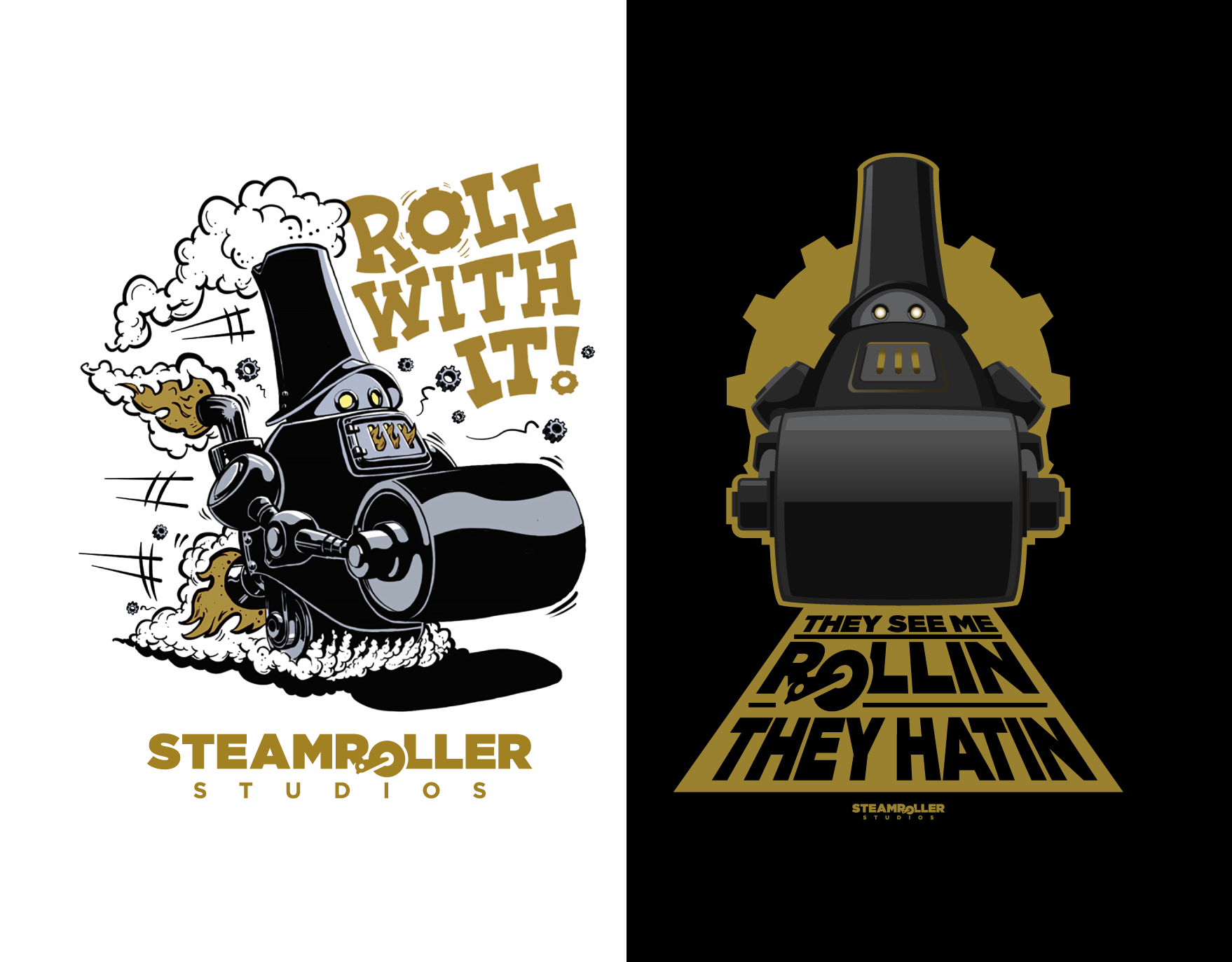 Steamroller Branding Elements brand brand identity branding custom type custom typography design graphic design illustration logo logo design mascot typography visual identity