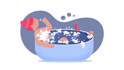 Bath time adobe illustrator bath bathroom flat girl girl character illustration minimal vector