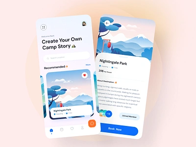 Hiking App adventure app app design camping climbing design destination hiking hiking app illustration ios minimal mobile mobile app mobile app design travel travel app typography ui uiux