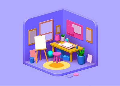 a room 🪴 3d branding clean design illustration room spline ui
