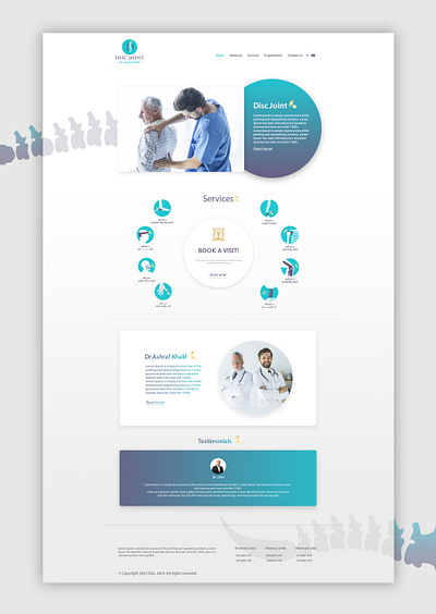 Disc Joint Clinic - Website Design & Development branding clinic design discjoint disco discpain illustration joint painting ui ux waleedsayed website