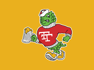 2 Tones Brewing Mascot beer brewery football illustration logo mascot poster design sports vintage