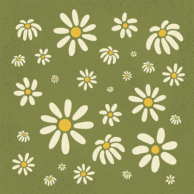 Daisies 🌼 70s daisies daisy daisy illustration design digital art digital illustration flowers graphic design green illustration pattern procreate retro spring springtime vintage vintage illustration yellow