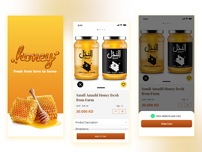 Premium Honey Mobile App Ui Design - Concept 2020 app arabic branding design ecommerce food app graphic honeyapp iphone logo mobile app psd uitemplate ux ui vector yellow