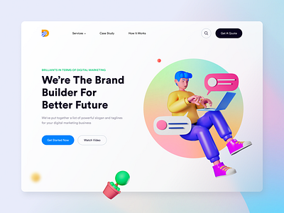 Agency Hero Header 2021 trend agency landing page clean ui code astrology dashboard ui elearning header exploration hero section landing page landing page design mobile ui online shop ui ui design ux ux design web app web ui website website design