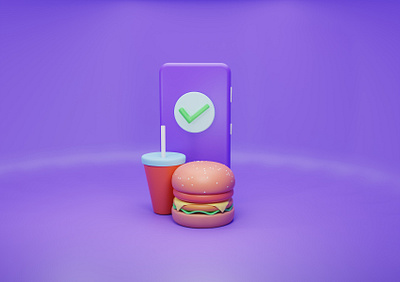3d_Online Food Delivery 3d 3d art 3d artist burger burgers character design illustration illustration ux ui online web