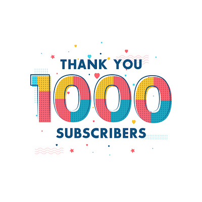 Thank you 1000 Subscribers celebration. 1000 1k celebrate celebrations colorful decoration decorative design greeting card media network social social media thank you vector