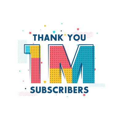 Thank you 1 million Subscribers celebration. 1000000 1m celebrate celebrations colorful decoration decorative design greeting card media network social social media thank you vector