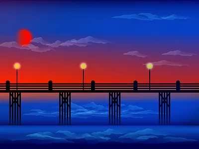 sunset on the beach animation app art design flat graphic design illustration illustrator vector web website