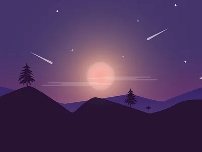 beautiful night sky animation art design flat illustration illustrator vector web website
