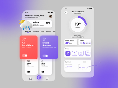 Smart Home App Design Concept design illustration illustrator mobile mobile app mobile app design mobile ui ui uidesign uiux user experience user interface user interface design userinterface