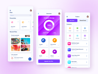 Cloud Storage iOS App UI cloud cloud storage dashboard folder ios mobile mobile app mobile app design mobile design mobile ui modern storage storage app ui ui design ux ux design