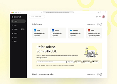 Braintrust web3 talent marketplace product redesign (2021) blockchain community crypto cryptocurrency design system hiring job board job marketplace job site marketplace product design profile talent marketplace user profile wallet web 3 cryptocurrency web 3 job board web 3 talent marketplace web 3 wallet web3