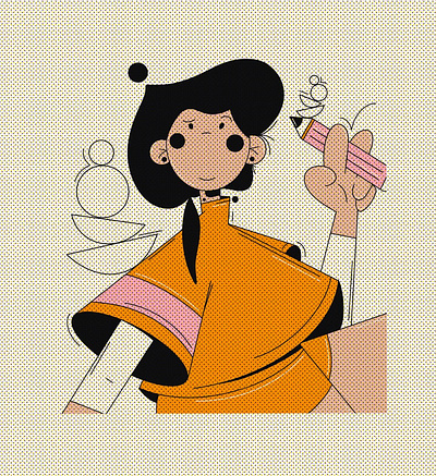 Balance. character characterart characterdesign cute cuteillustration girl illustration line minimal style woman