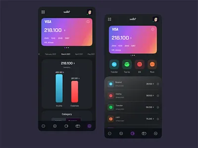 Banking App 2 (dark mode) app app design bank banking card dark app dark ui ui ui design wallet