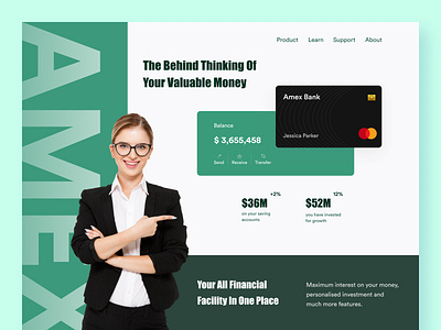 Banking Website Design bank banking card colors credit card finance financial fintech minimal money payment popular design popular shot sajib top ux ui designer trend 2021 trendy ui web website