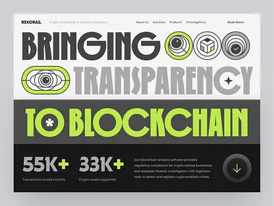 REKORAS - Crypto Compliance & Analytics Company Website ❇️ analytics antidesign blockchain business clean design finance graphic design header header website homepage investigation landing page technology typography ui web web design webdesign website