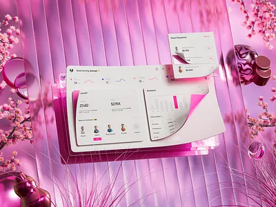 Project Management 3D UI - Spring blossoms style 3d 3d ui 3dart animation branding c4d cinema4d design glossy graphic design illustration motion graphics project management redshift render ui ux web