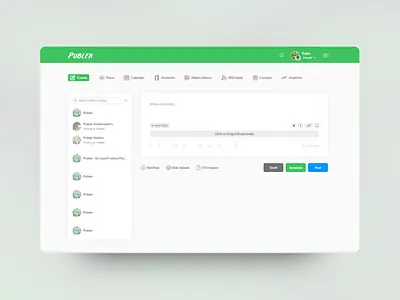 Publer - Social Media Management App adobe app app concept cute dashboard design design flat minimal simpe socialmedia ui ui design ui designer uiux ux ux design website