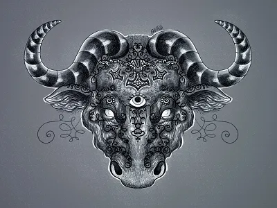 Bull of Asgard animals asgard bull illustration mythology pattern scandinavia tattoo