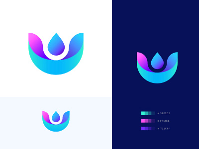 Abstract Lily Logo Design 💧 abstract abstract logo app aroma branding dailyui flower gradients icon icon design identity lily logo minimal relax shape spa therapy water yoga