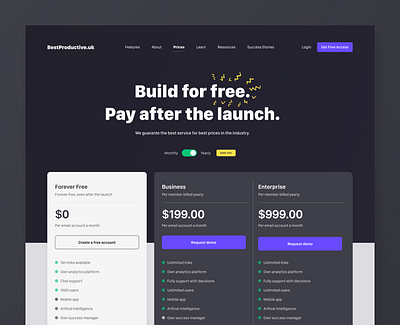 Pricing Page for Best Productive creative feature features page price pricing pricing page pricing plan pricing plans pricing table typeface typogaphy ui uidesign uiux ux ux design uxdesign webdesign website design