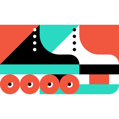 Ice skates and roller skates! charity ice skates illustration ilustracja roller skates simple shapes tangerine turquoise vector