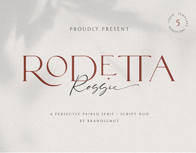 Rodetta Rossie Font Duo + Logos font design graphic design type design