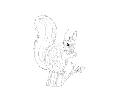 Squirrel One Line Art - Squirrel One Line Drawing - Squirrel Con color line art continuous line continuous line art flower line art graphic design illustrator design line art illustration minimalist line art one line art one line drawing woman line art