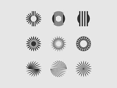 Letter O / Number 0 Marks - v2 abstract black and white branding design flower letter logo letter mark lines logo logo design minimalist number o logo plant rays sun symbol zero zero logo