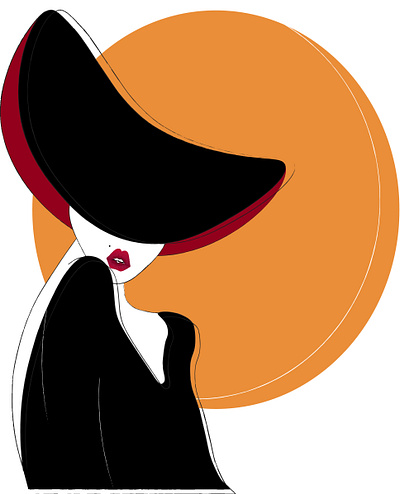 girl in hat beautiful design dress girl hat home illustration logo red lips vector