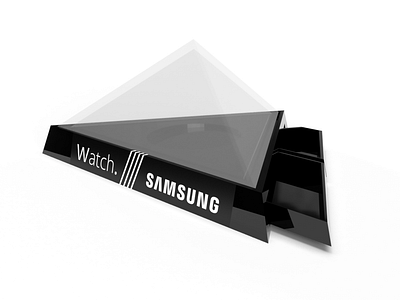 Packaging montre connectée samsung branding cinema 4d conception de produit cura graphic design modele 3d montre packaging photoshop pyramide samsung