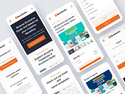 Bundelsgo - Mobile Responsive | Part 1 app design clean design home screen interface landing page mobile mockup mood board navigation product page responsive sign in signup ui ui design uiux user experience user interface design ux