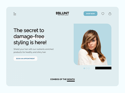 B Blunt E-commerce Website -UI/UX Web Design blue and white blunt designers e commerce figma freelancer hair salon hairstyle landing page design landingpage online shop online shopping pastel color shopping site typogaphy uiux uxdesign uxui webdesign website design