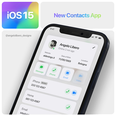 iOS 15 New Contacts App 📒 app app design ios ios14 ios15 iphone12 iphone13