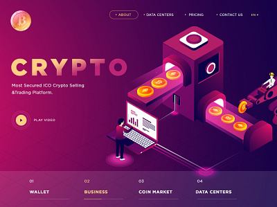 Crypot Currencty Landing Page Design branding design icon illustration illustrator logo typography ux vector website