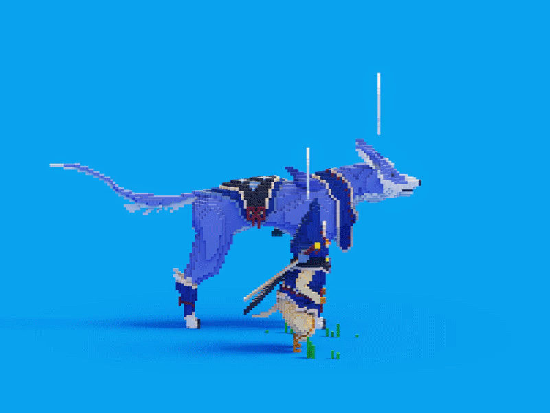 Palico & Palamute turnable magicavoxel monsterhunter voxelart