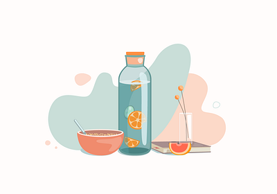 Minimalistic set design food illustration indie minimalistic orange vector