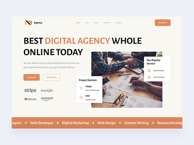 Digital Agency - Hero Section agency branding creative agency design agency design service digitak digital agency graphic design hero section marketing our team product services ui ux web web design website