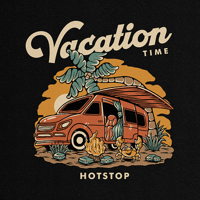 Vacation Time T-shirt Design 3d animation art badge badge logo badgelogo branding custom design graphic design illustration illustrator logo motion graphics summer tee tropical tshirt ui vector