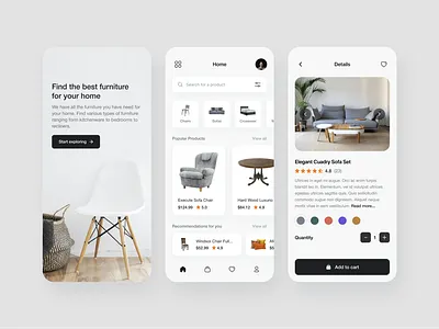 Furniture sale purchase concept app app clean design furniture interface mobile modern purchase sale ui ui design uiux ux