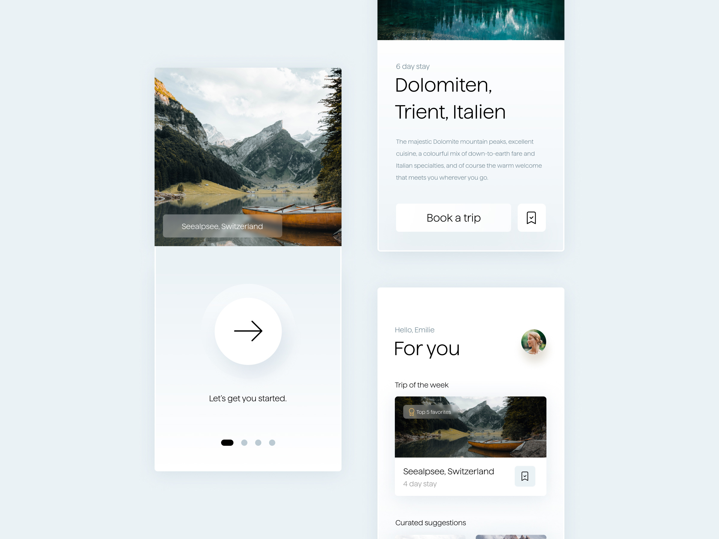 Traveling App app blue branding cards design europe future futuristic italy minimal photography photos simple travel traveling trips typography ui ux white