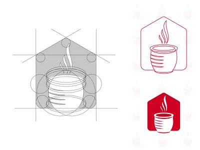 Lalu Jee - Logo Construction abstract brand design brand identity design branding cafe logo creative design design fast food logo flat logo logo design logo mark logodesign logotype minimal nepali red logo simplistic tea cafe tea cup