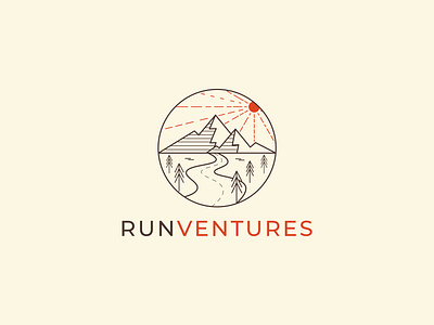 R U N V E N T U R E S 2020 app icon logo date site gradient logo logo design logomark minimalist logo mountain logo new logo running logo typography ui vector